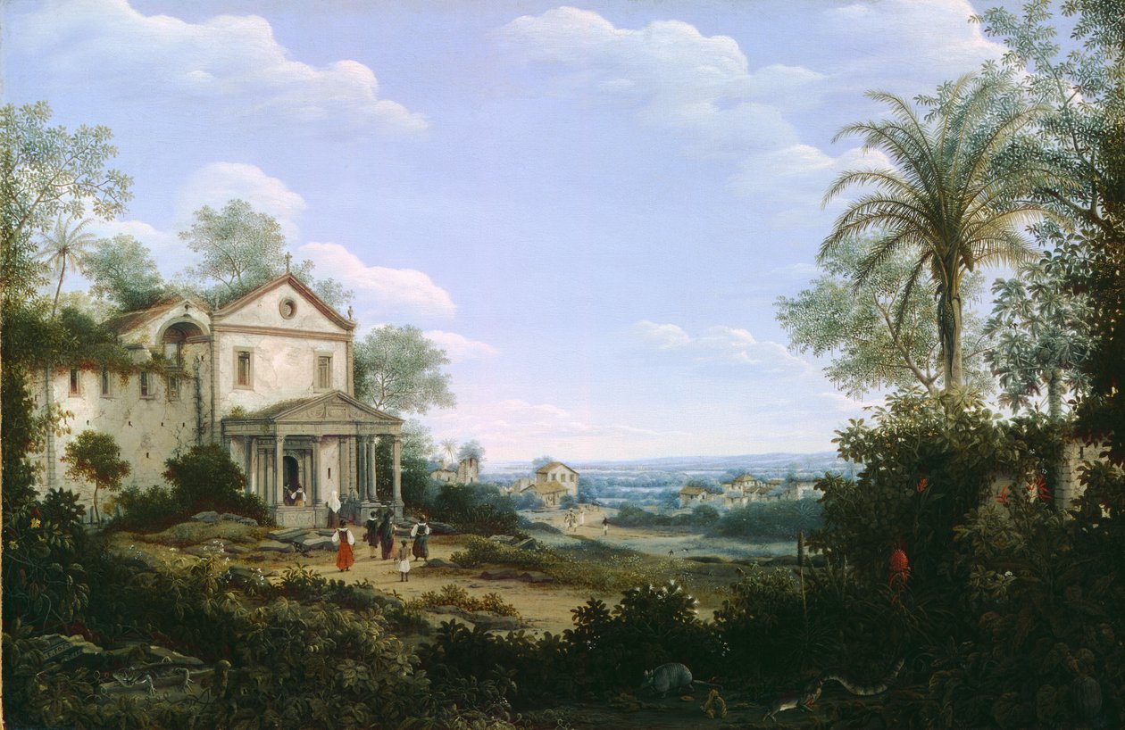 Utsikt over jesuittkirken i Olinda, Brasil, 1665 av Frans Post
