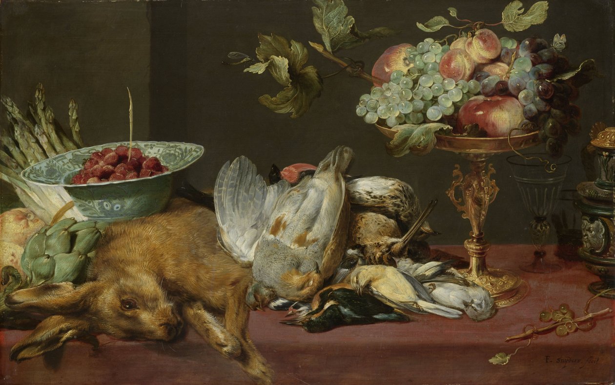 Stilleben med lite dødt vilt og frukt av Frans Snyders or Snijders