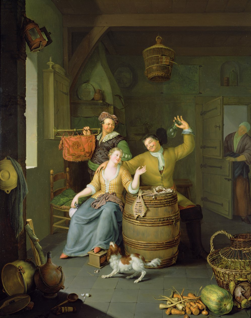 Interiør med et par som feirer av Frans van Mieris