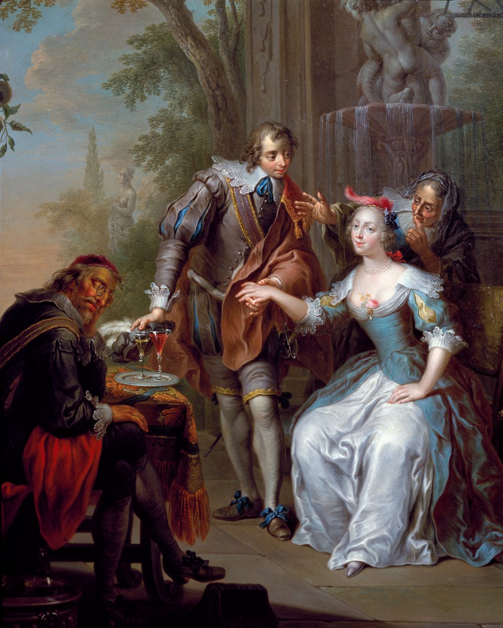 Galant scene, av Franx Christoph Janneck (1703-1761) av Frans Christoph Janneck