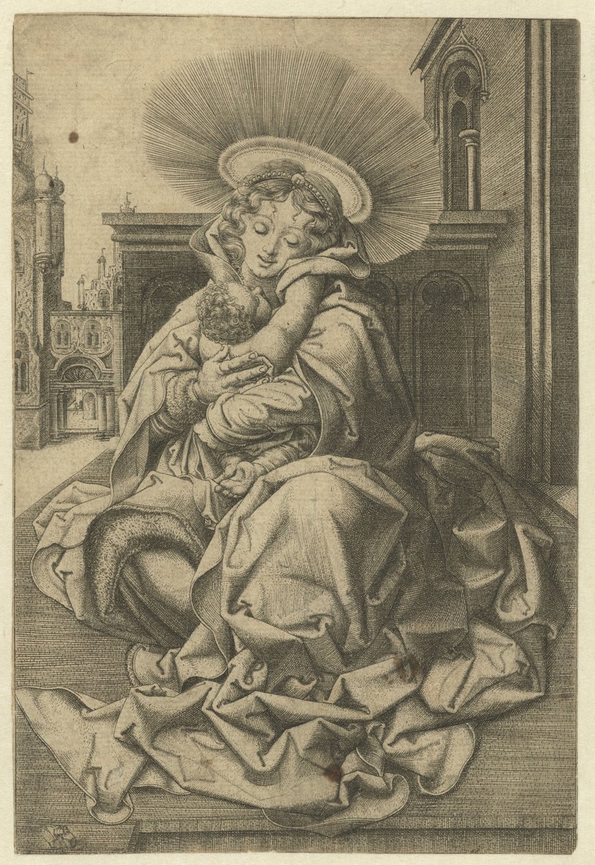 Madonna og barn i en domstol av Frans Crabbe van Espleghem