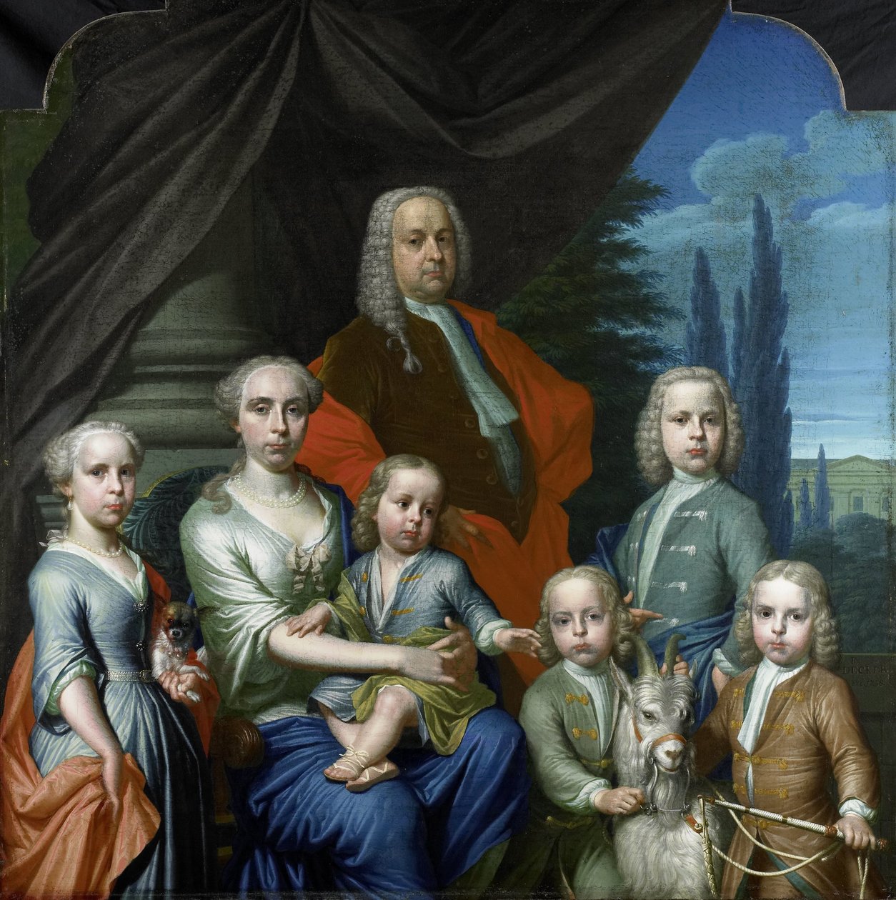 Willem Philip Kops (1695-1756), med sin kone og barn av Frans Decker