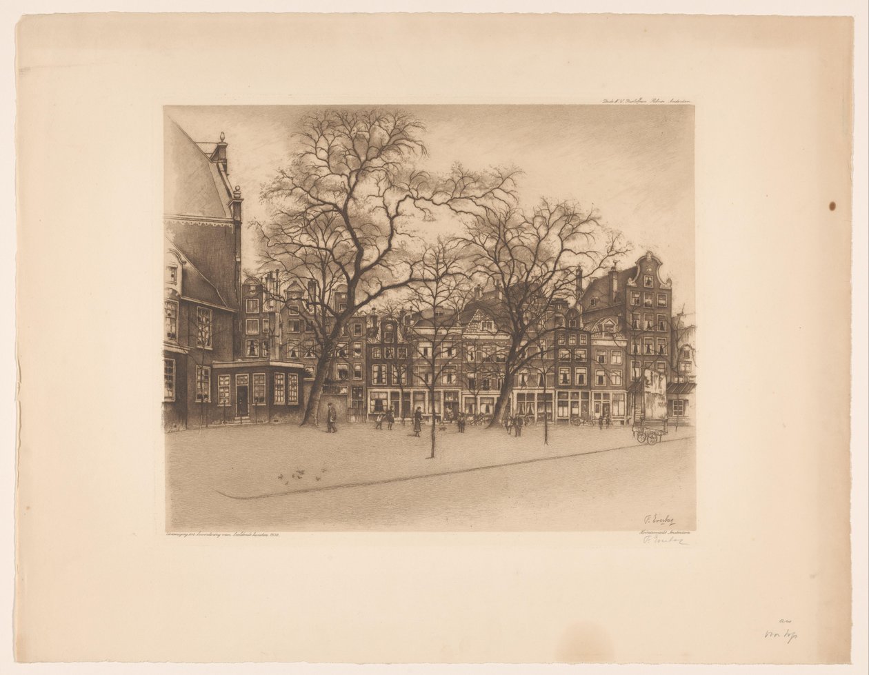 Utsikt over Noordermarkt i Amsterdam Noordermarkt, Amsterdam (tittel på objekt) av Frans Everbag (signed by artist)