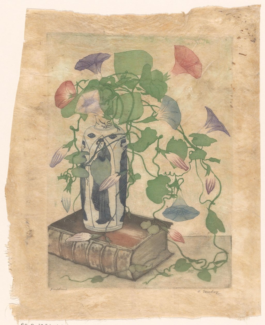 Binde i en vase av lertøy av Frans Everbag (signed by artist)
