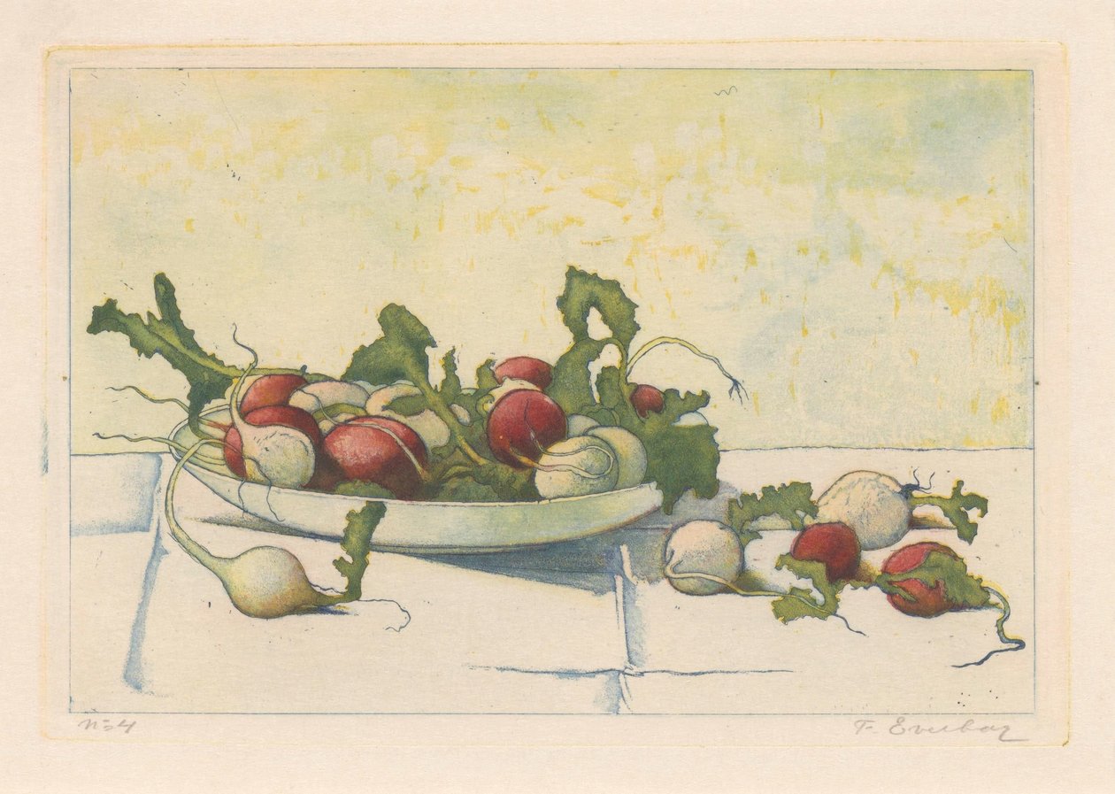 Hvit og rød reddik i et fat av Frans Everbag (signed by artist)