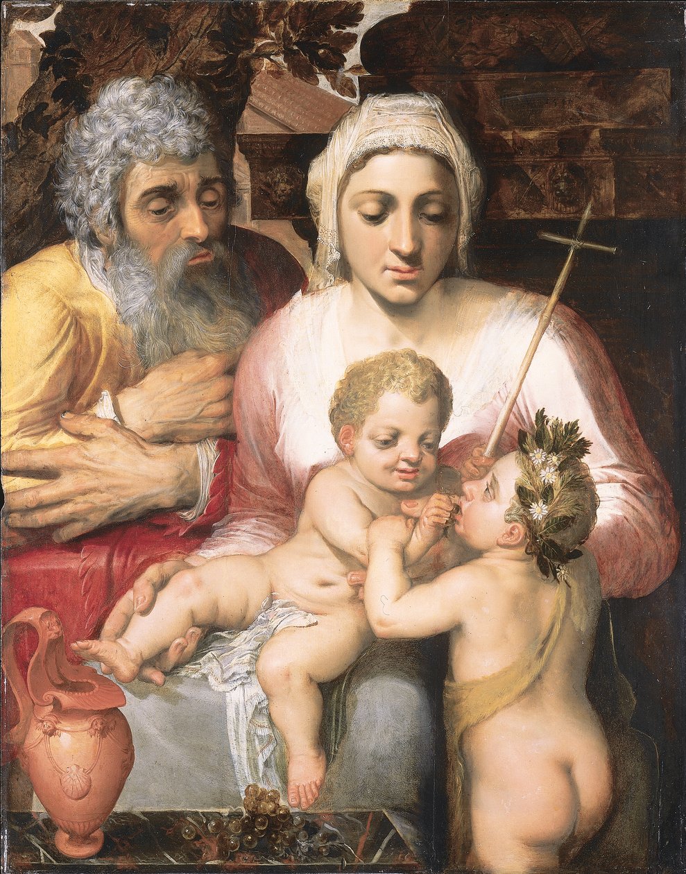 Den hellige familie med døperen Johannes, 1546 av Frans Floris