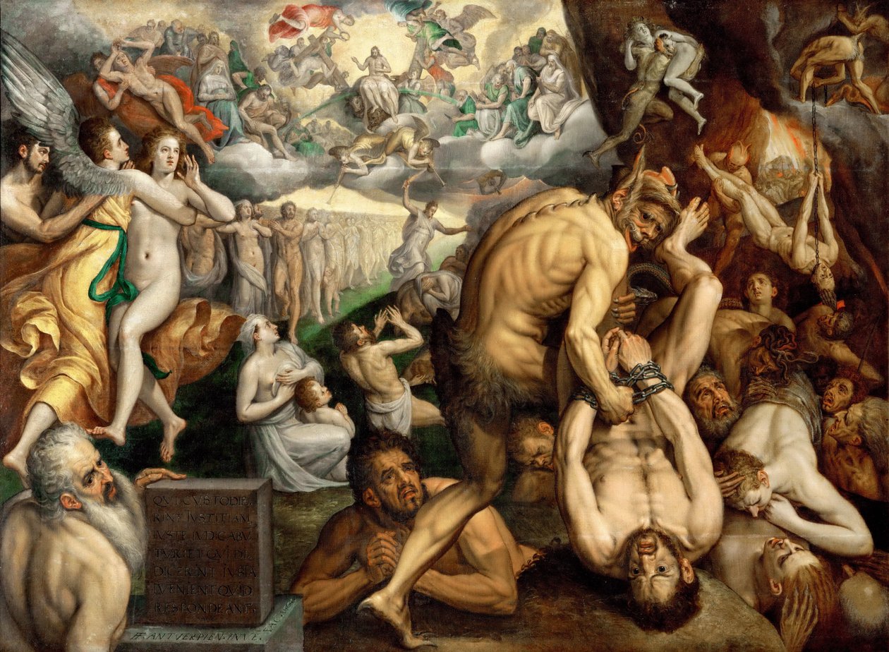 Den siste dommen - Frans I de Vrient (Vriendt) dit Frans Floris, den eldste (1519-1570). olje på lerret av Frans Floris