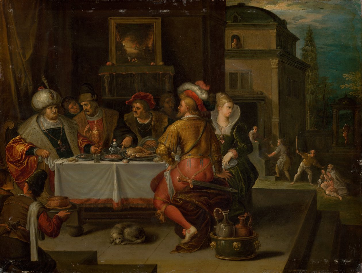 Lignelsen om den rike mannen og tiggeren Lasarus, 1615. av Frans Francken the Younger