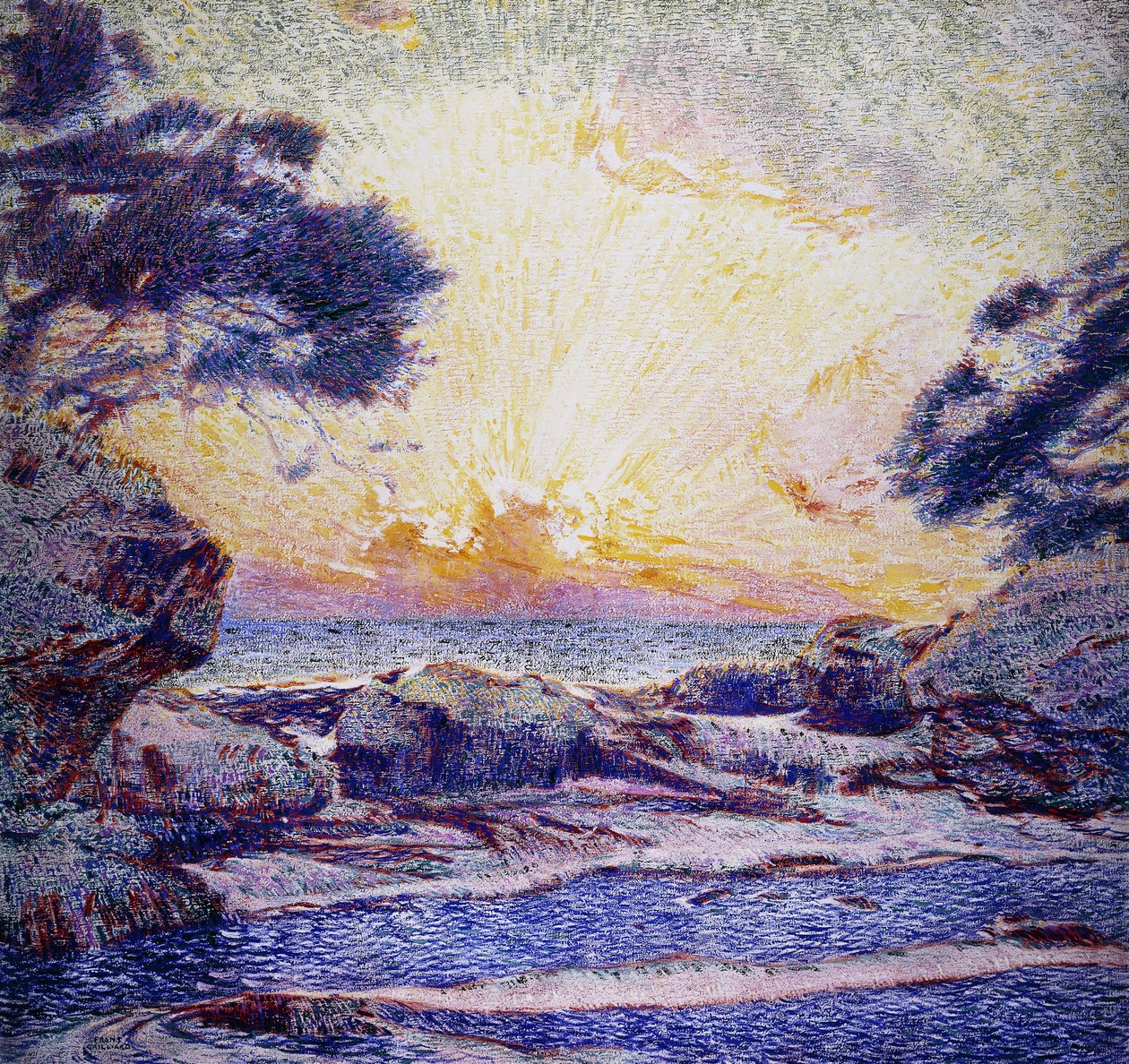 Scenevurdering; Solnedgang; Cote Scene; Solnedgang, av Frans Gaillard