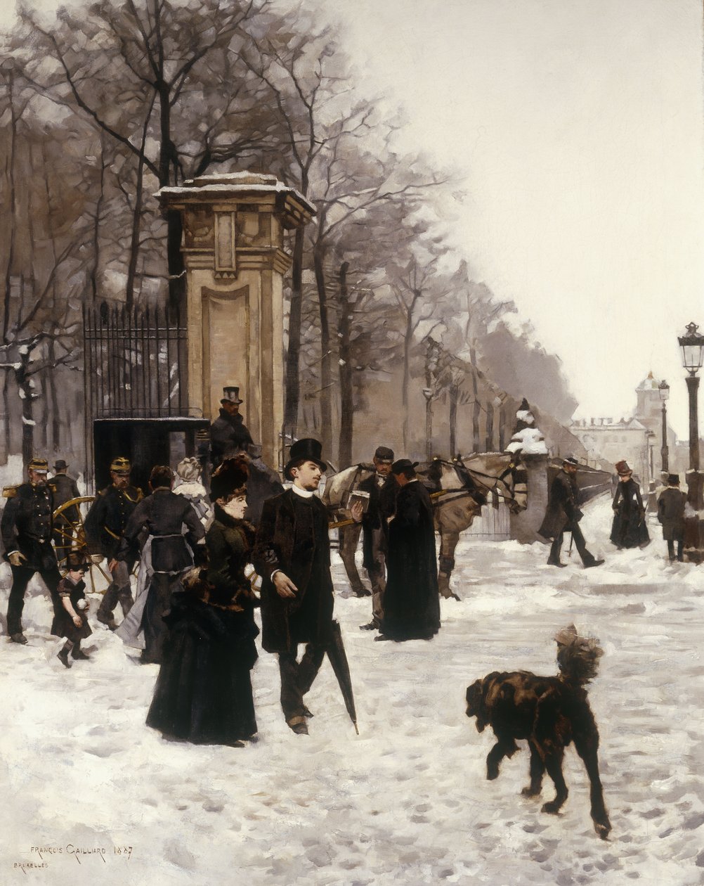 Promenade på en vinterdag, Brussel, 1887 av Frans Gaillard