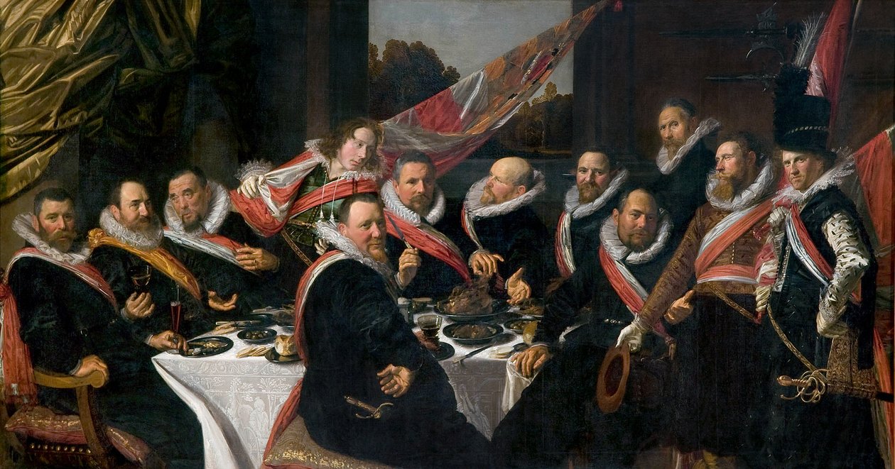 En bankett for offiserer fra St. George Militia Company, 1616 av Frans Hals