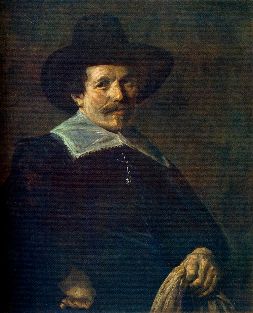 Portrett av en mann som holder hansker, c1645, 1912. av Frans Hals