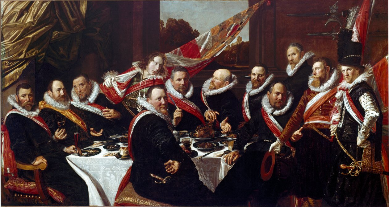 Banketten for offiserene i Corps of Archers of Saint George of Haarlem Maleri av Franz Hals (ca. 1580-1666) 1616 Søn. 170 x120 cm Haarlem, Frans Hals Museum, Holland av Frans Hals