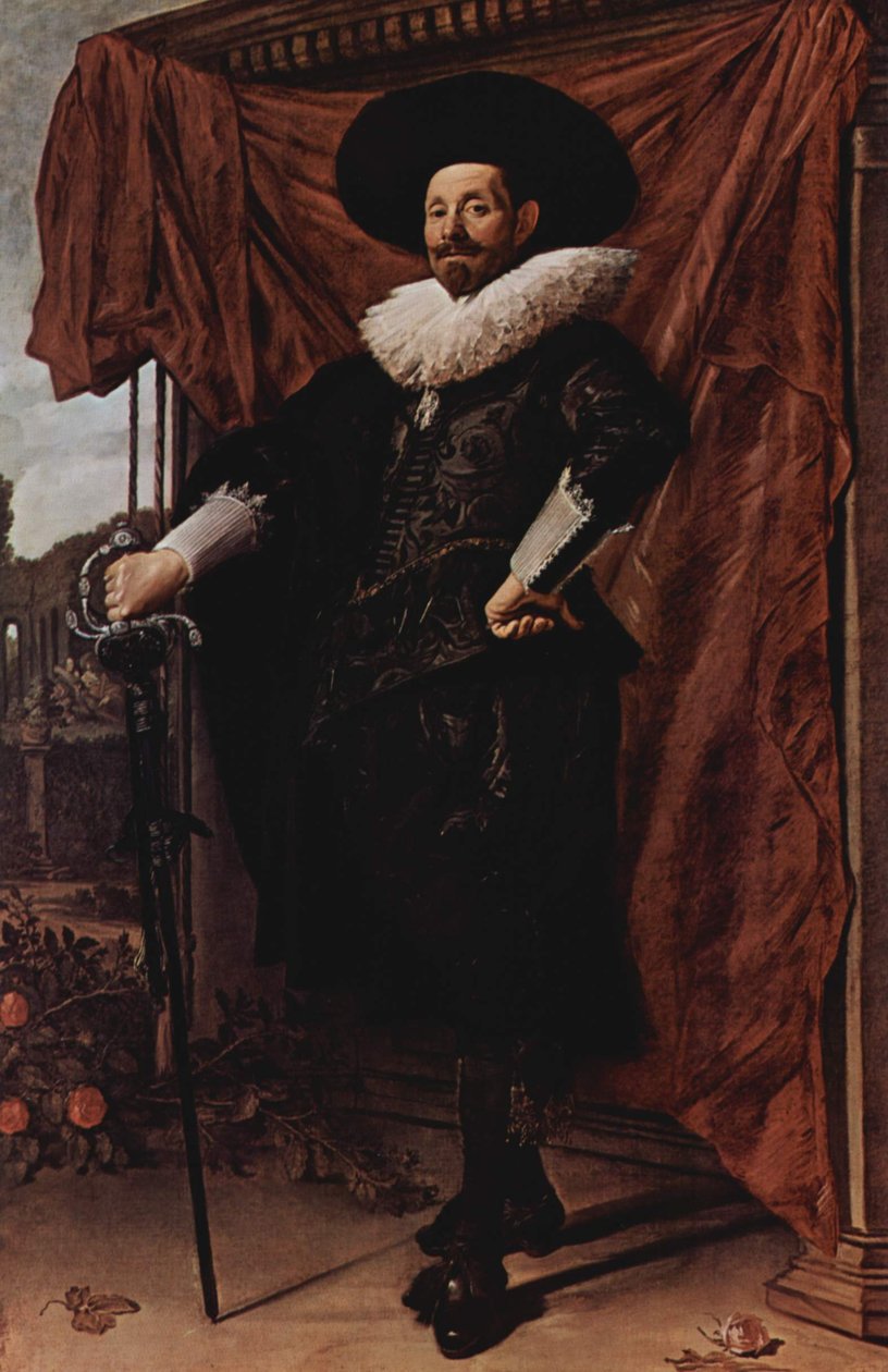 Willem van Heythuysen poserer med et sverd av Frans Hals