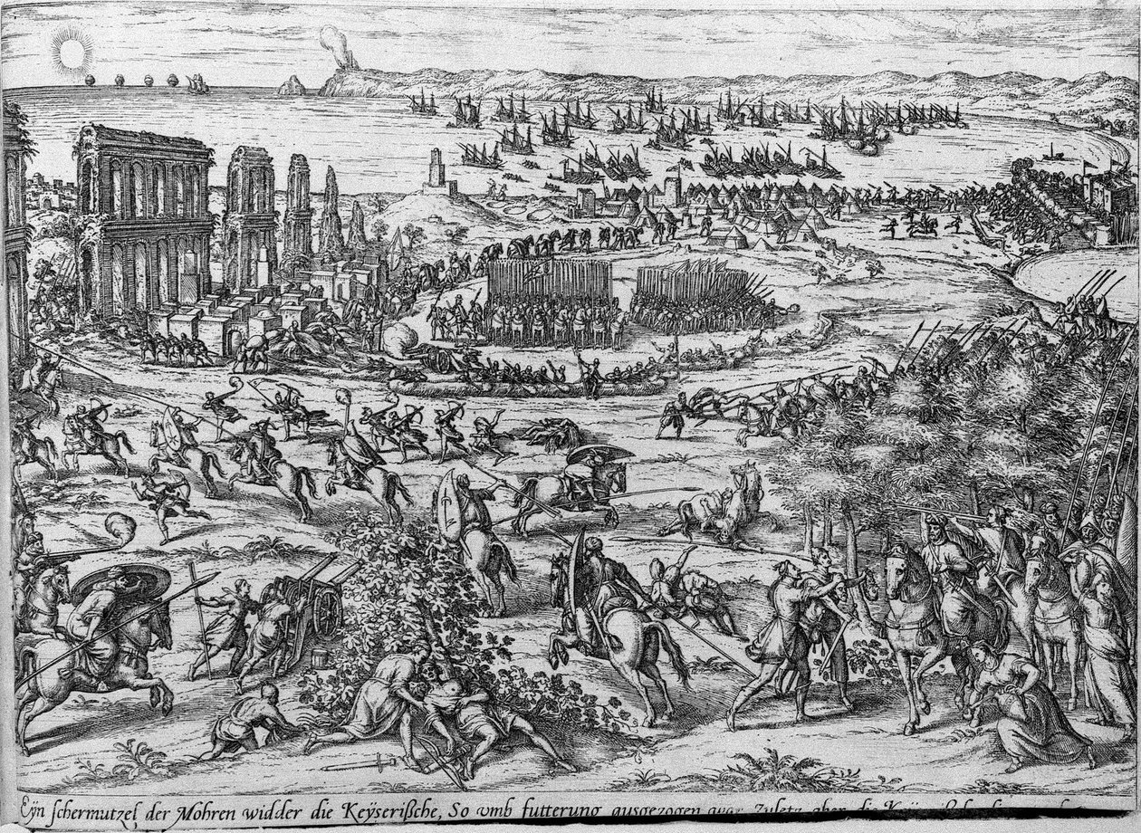 En trefning mellom tyrkerne og de keiserlige troppene. av Frans Hogenberg