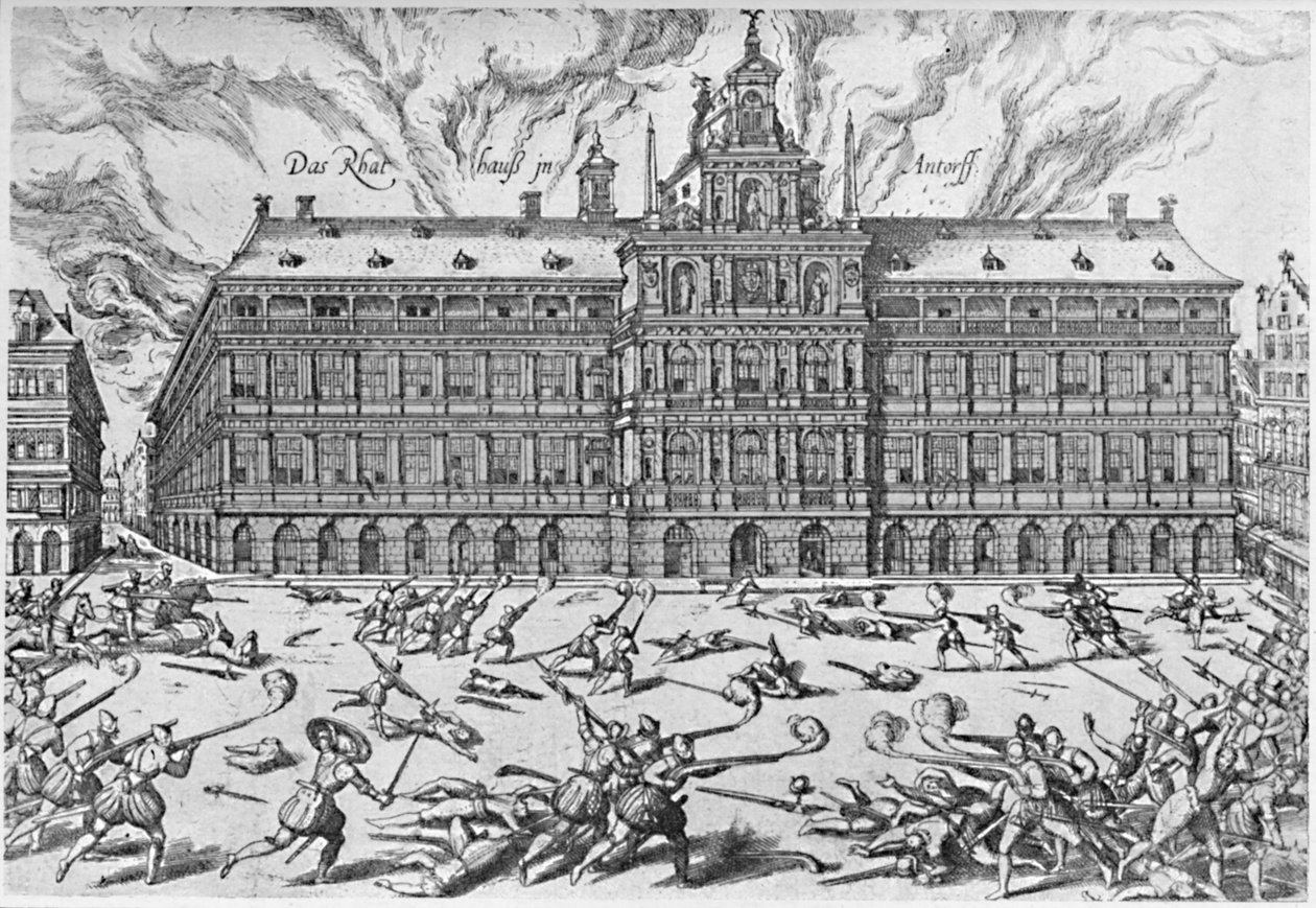 Sekken av Antwerpen, 1576, 1903 av Frans Hogenberg