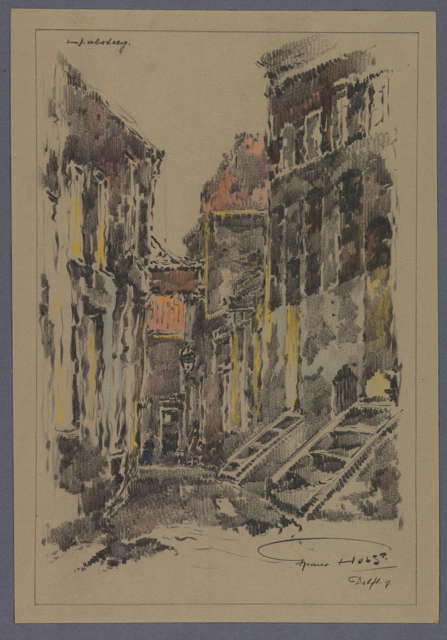 Halsteeg i Delft av Frans Holst (signed by artist)