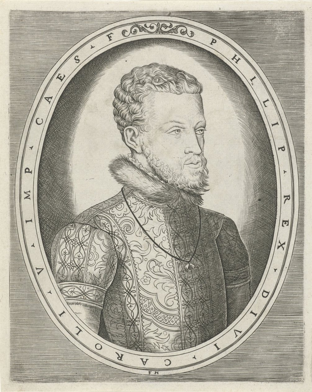 Portrett av Karl V av Habsburg eller Filip II av Spania Portretter av konger, dronninger, prinser og prinsesser (serietittel) av Frans Huys
