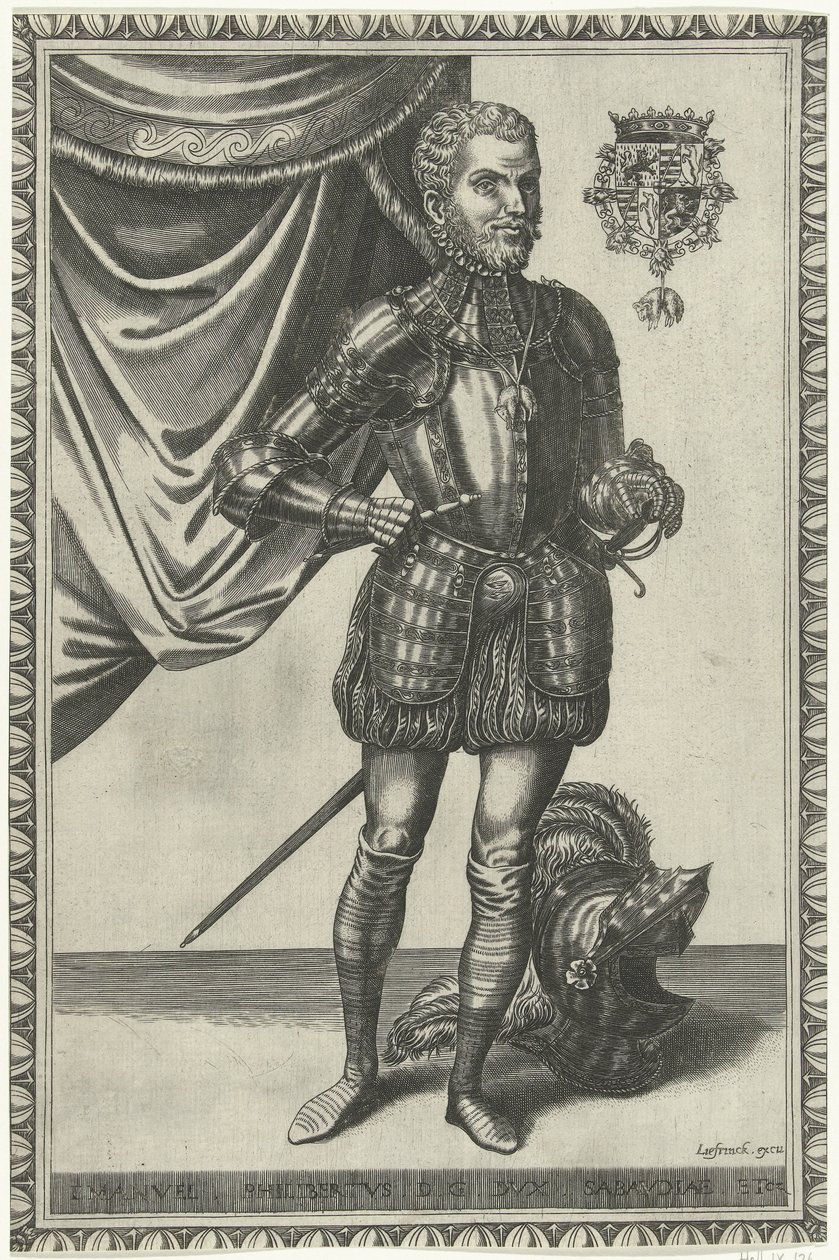 Portrett av hertug Emanuel Philibert av Savoy Full lengde portretter av konger og dronninger (serietittel) av Frans Huys