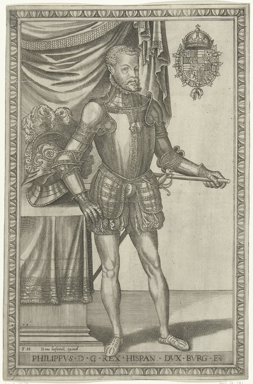 Portrett av kong Filip II av Spania Full lengde portretter av konger og dronninger (serietittel) av Frans Huys