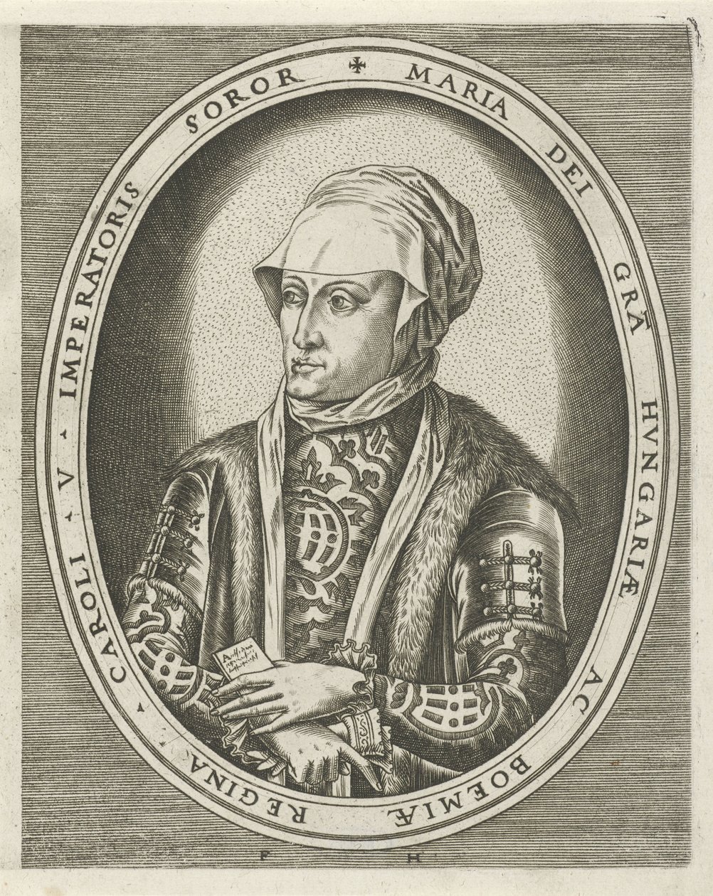 Portrett av guvernør Maria av Ungarn Portretter av konger, dronninger, prinser og prinsesser (serietittel) av Frans Huys
