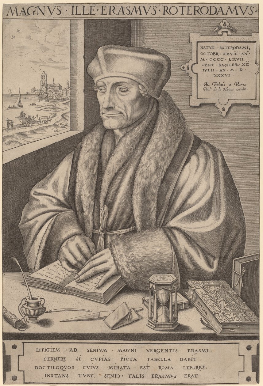 Erasmus av Rotterdam av Frans Huys after Hans Holbein the Younger