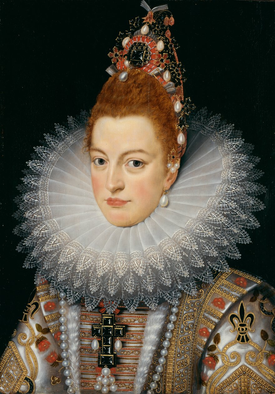 Erkehertuginne Isabella, ca. 1601-20 (olje på panel) av Frans II (after) Pourbus