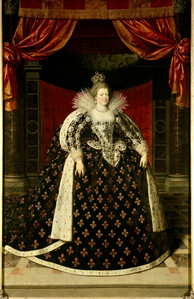 Portrett i full lengde av Marie de Medici (1573-1642) dronning av Frankrike Maleri av Frans Pourbus Le Jeune (Francois (Franz) Porbus av Frans II Pourbus