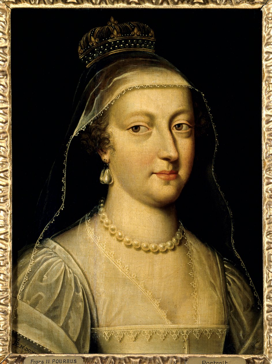Portrett av Anne av Østerrike (1601-1666), dronning av Frankrike. Maleri av Frans Pourbus Le Jeune (Francois (Franz) Porbus av Frans II Pourbus