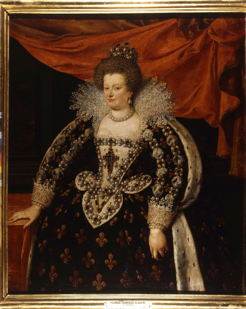 Portrett av Maria av Medici (1573 - 1642), kone til Henrik IV og mor til Ludvig XIII. Maleri av Frans Pourbus Le Jeune (Francois (Franz) Porbus av Frans II Pourbus