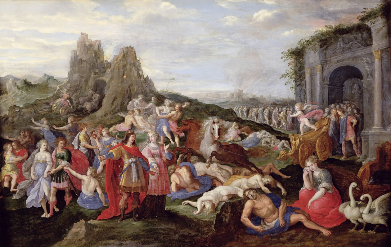 The Slaves and the Furies of Love (olje på panel) av Frans II the Younger (after) Francken
