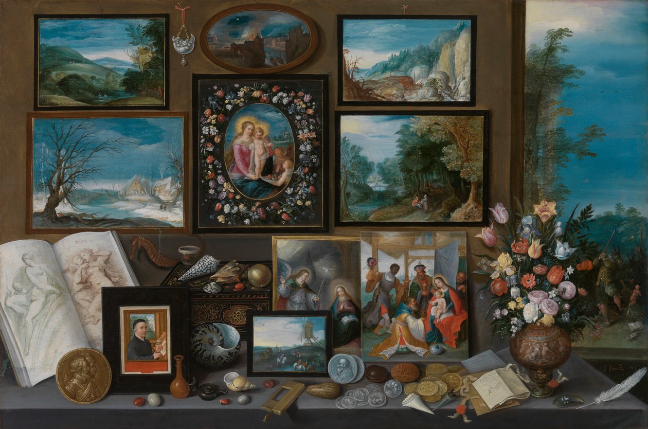 En samling (olje på panel) av Frans II the Younger Francken