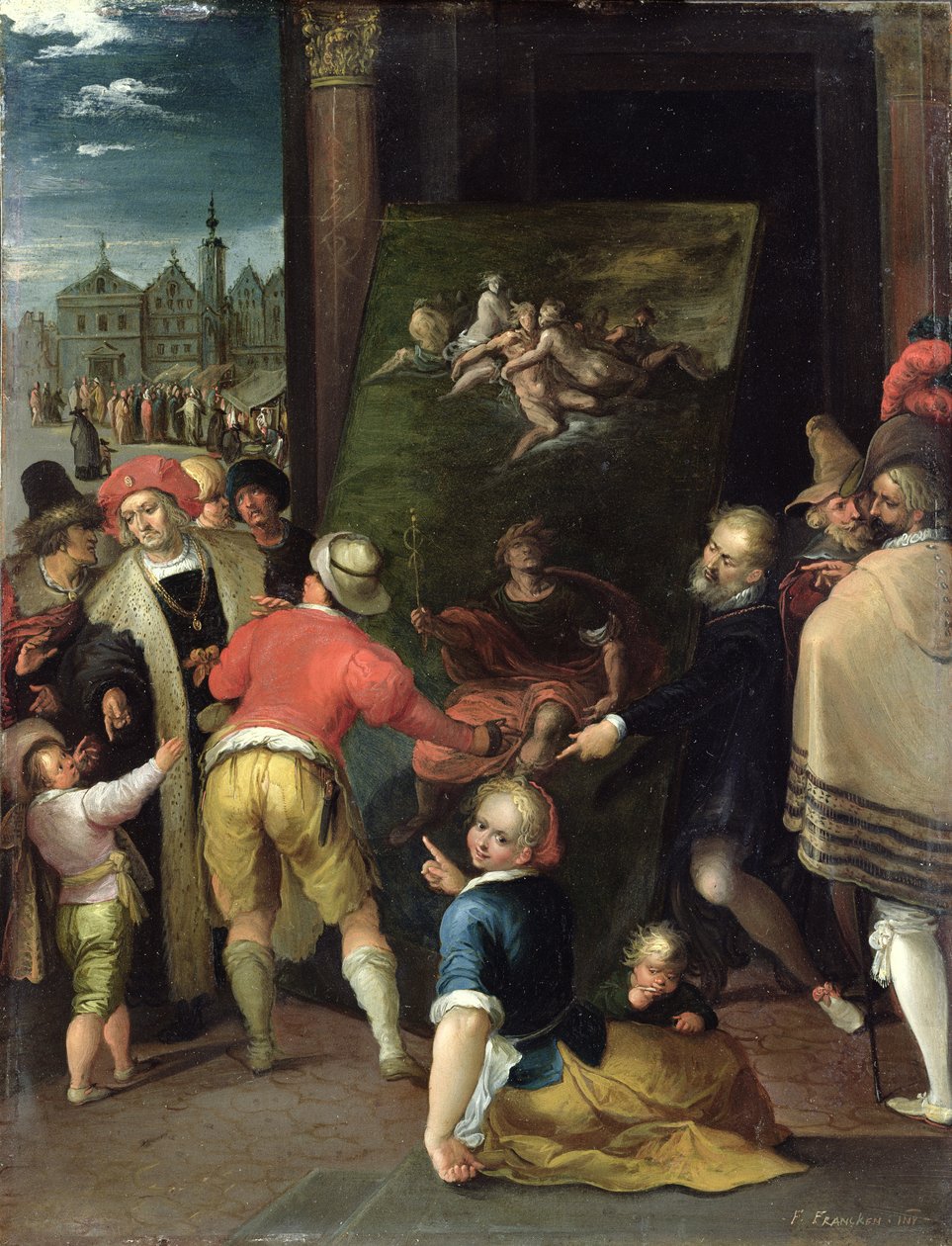 Apelles og skomakeren, 1610-15 (olje på kobber) av Frans II the Younger Francken