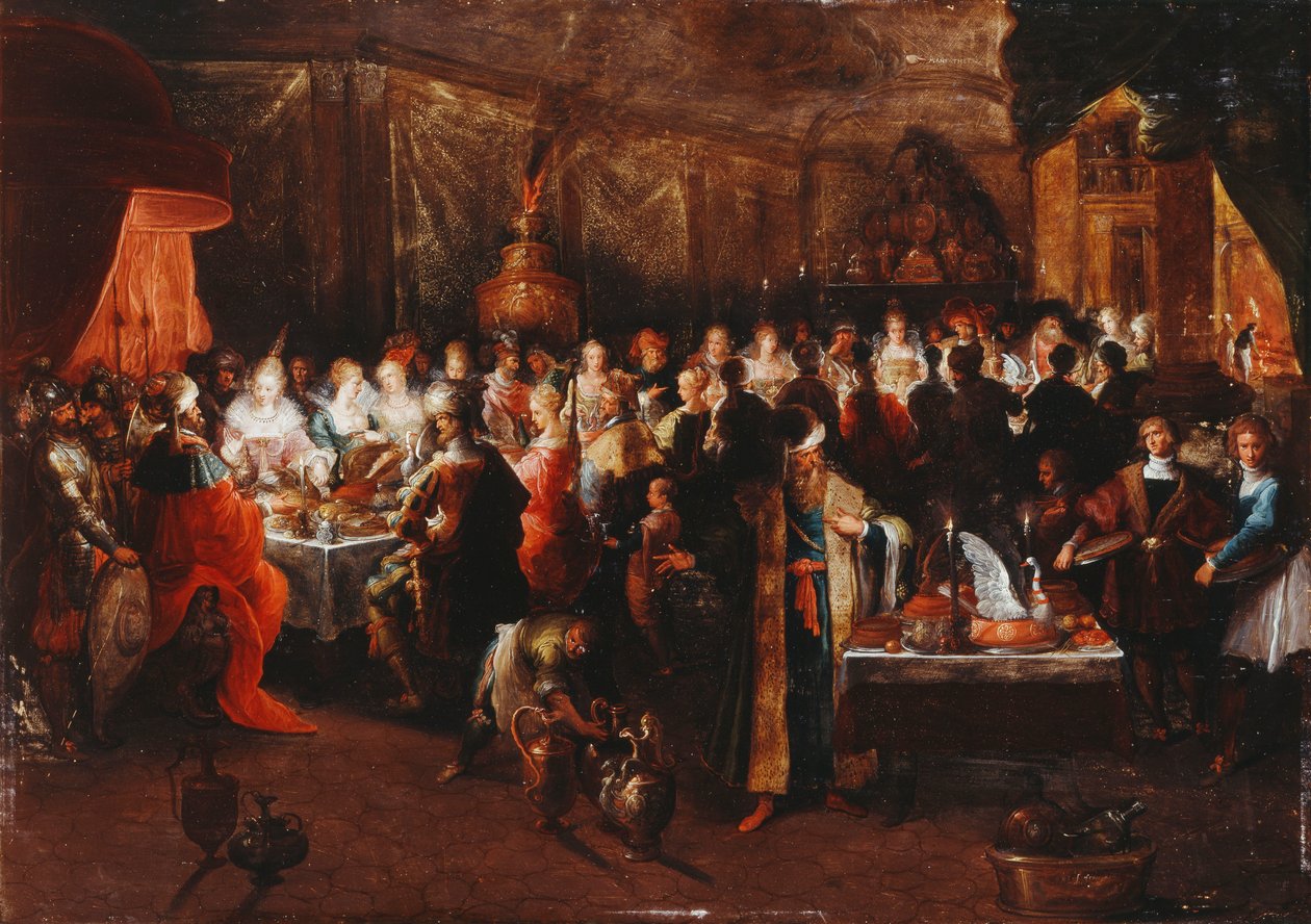 Belsasars fest, ca. 1610 av Frans II the Younger Francken