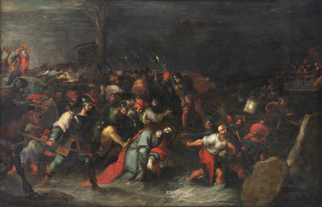 Kristus blir dratt gjennom bekken Cedron etter arrestasjonen av Frans II the Younger Francken