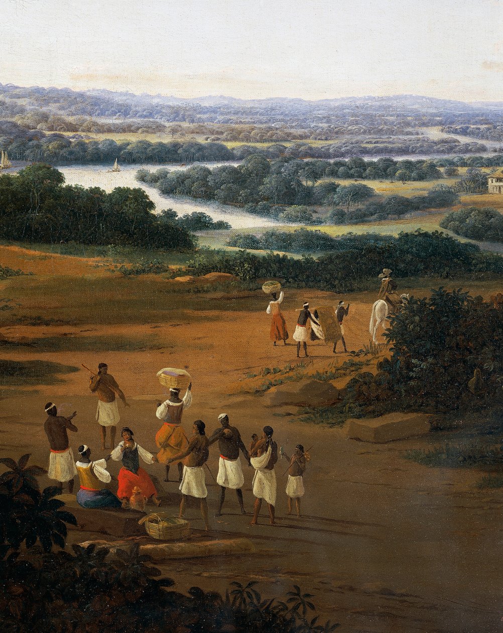 Landsbyen Serinhaem i Brasil eller hjemmet til en sukkerrørplanter i Brasil (olje på lerret) av Frans Post