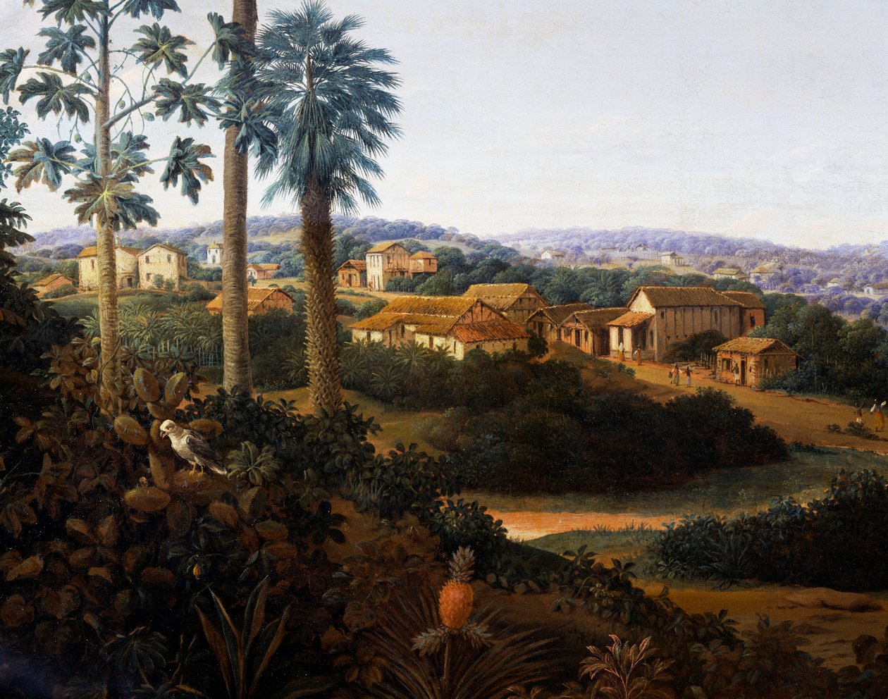 Landsbyen Serinhaem i Brasil eller hjemmet til en sukkerrørplanter i Brasil (olje på lerret) av Frans Post