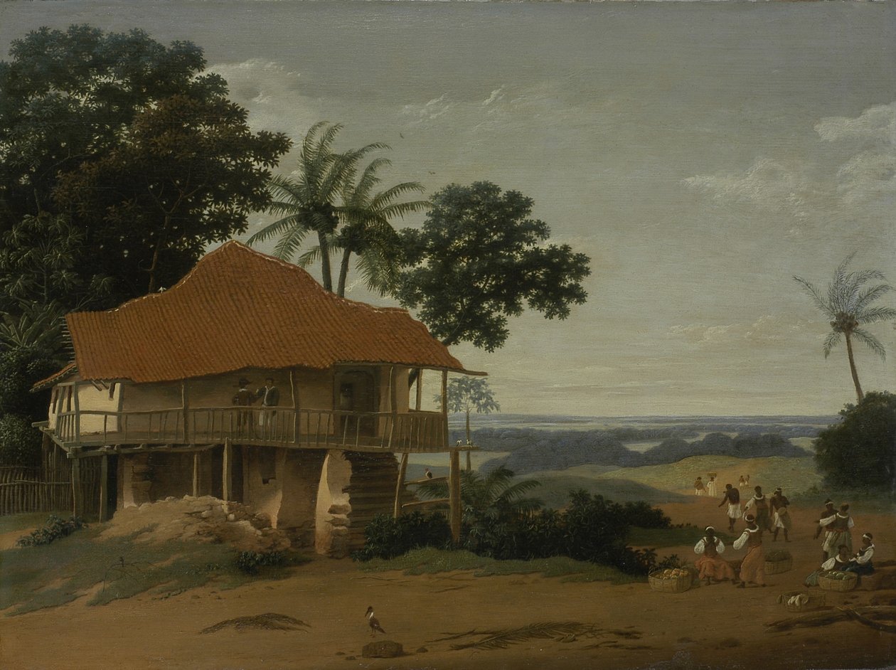 Brasiliansk landskap med et arbeiderhus, ca. 1655 (olje på tre) av Frans Post
