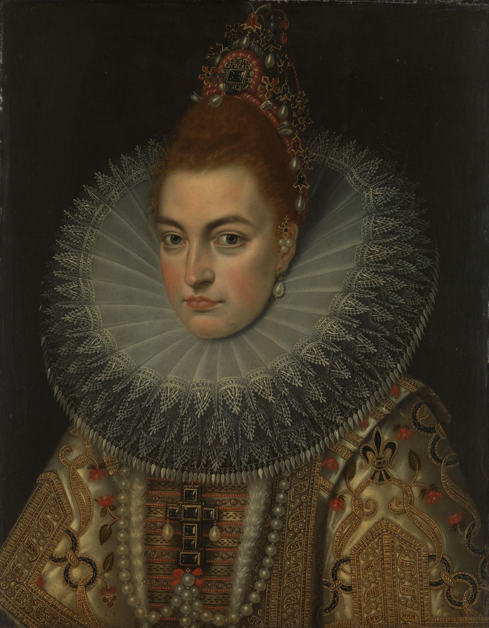 Portrett av erkehertuginne Isabella Clara Eugenia (1566-1633), Infanta av Spania av Frans Pourbus (II) (workshop of)