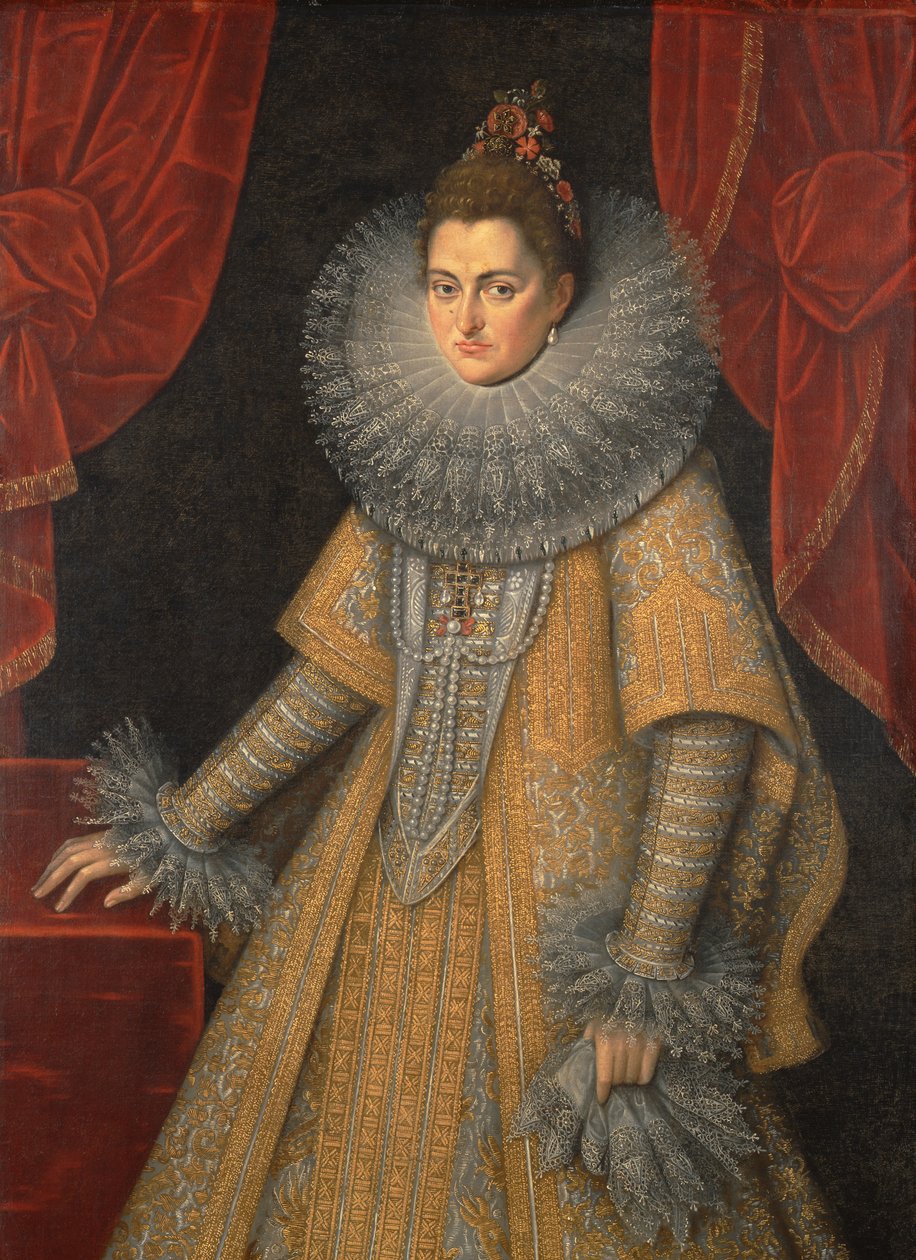 Portrett av Infanta Isabella Clara Eugenia av Spania 1566-1633, ca. 1598 av Frans Pourbus the Younger