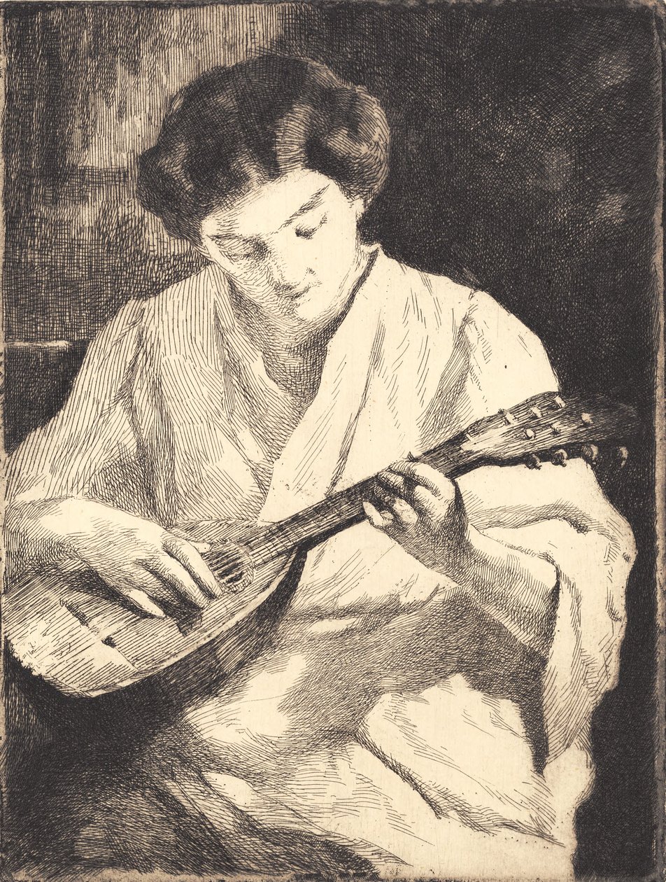 Mandolinspillende dame av Frans Schwartz