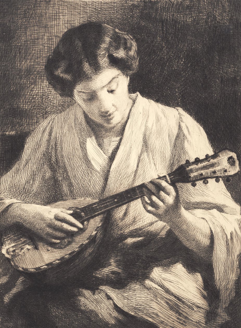 Mandolinspillende dame av Frans Schwartz