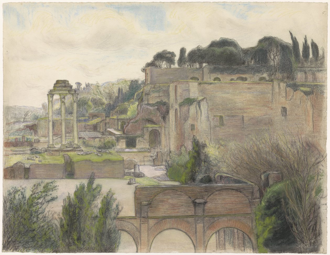 Utsikt over Forum Romanum og Palatinerhøyden, sett fra Via Capitolina av Frans Alexander Evert Lodewijk Smissaert