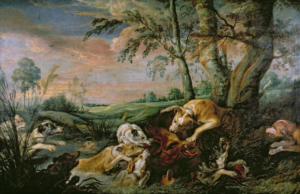 En villsvinjakt av Frans Snyders or Snijders