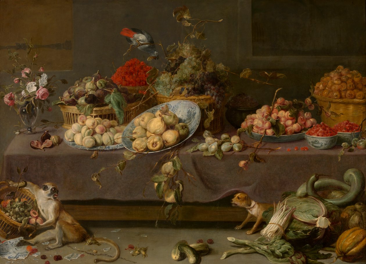 Blomster og frukt (olje på lerret) av Frans Snyders or Snijders