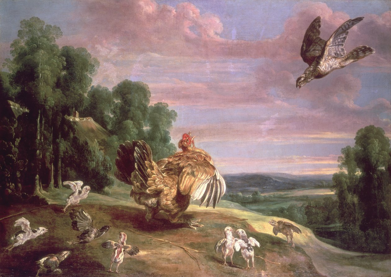 Hauken og høna av Frans Snyders or Snijders