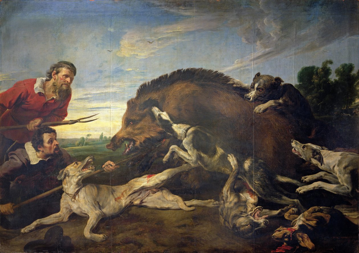 Villsvinjakten, ca. 1640 av Frans Snyders or Snijders