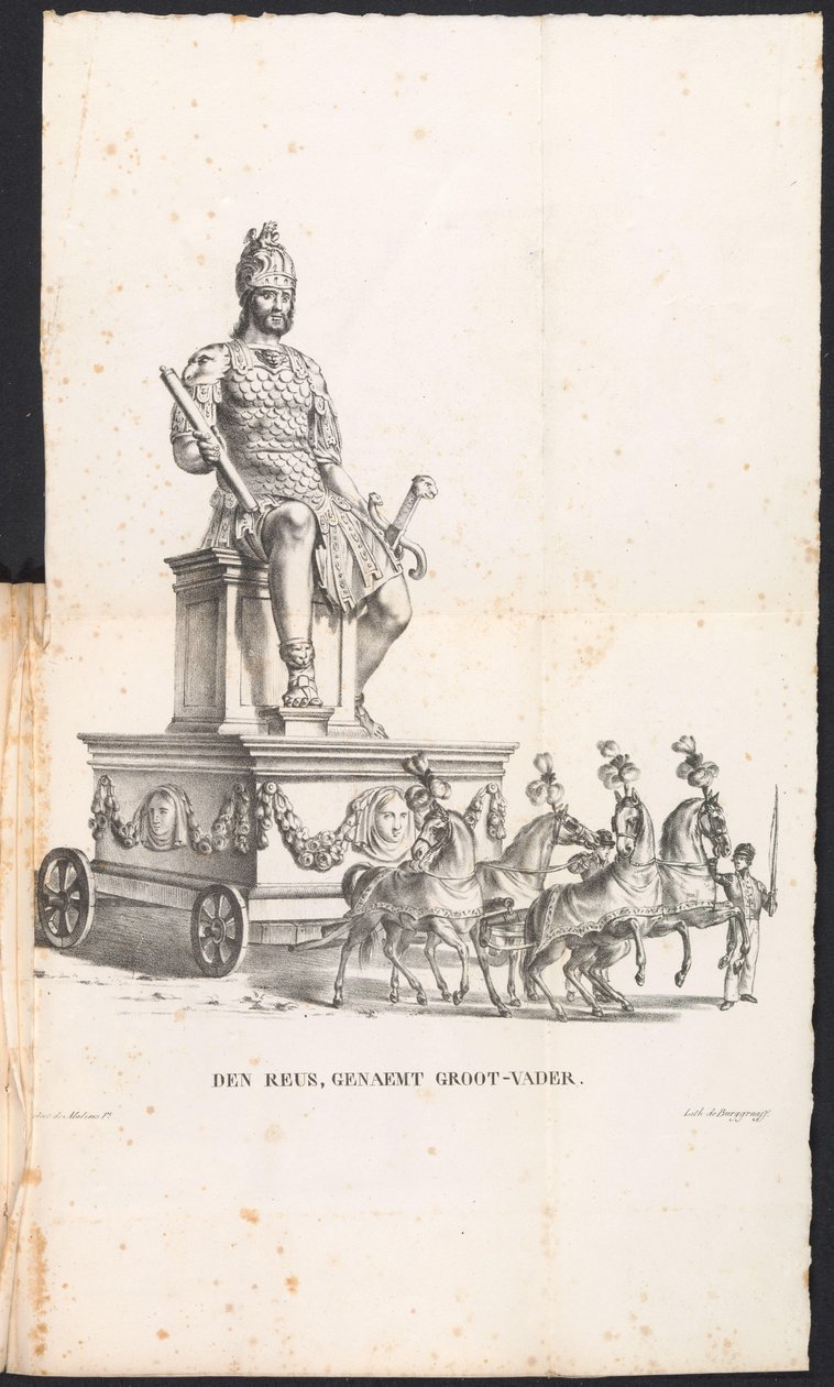Kjempefarfar i prosesjonen for Saint Rumbold, 1825 Den Reuse, kalt bestefar (tittel på objekt) av Frans Vervloet