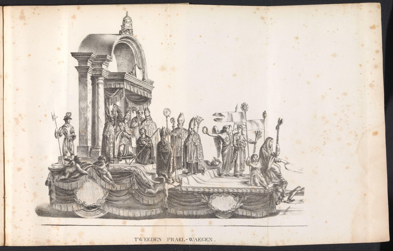 Andre fløting i prosesjonen for Saint Rumbold, 1825 Tweeden Prael-waegen (tittel på objekt) av Frans Vervloet