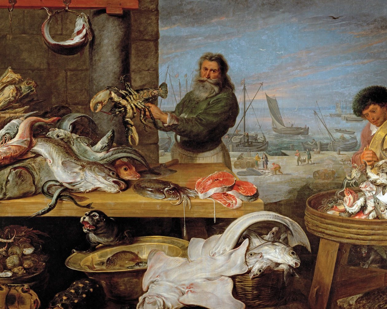 Et fiskemarked (olje på lerret) av Frans & Vos Cornelis de (1585-1651) Snyders